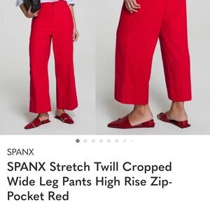 SPANX Vibrant Red Wide Leg Cropped Pants